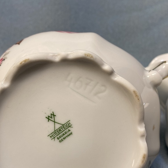 PinkRose Mitterteich Bavaria Germany Creamer and Lidded Sugar Bowl set - Picture 12 of 15